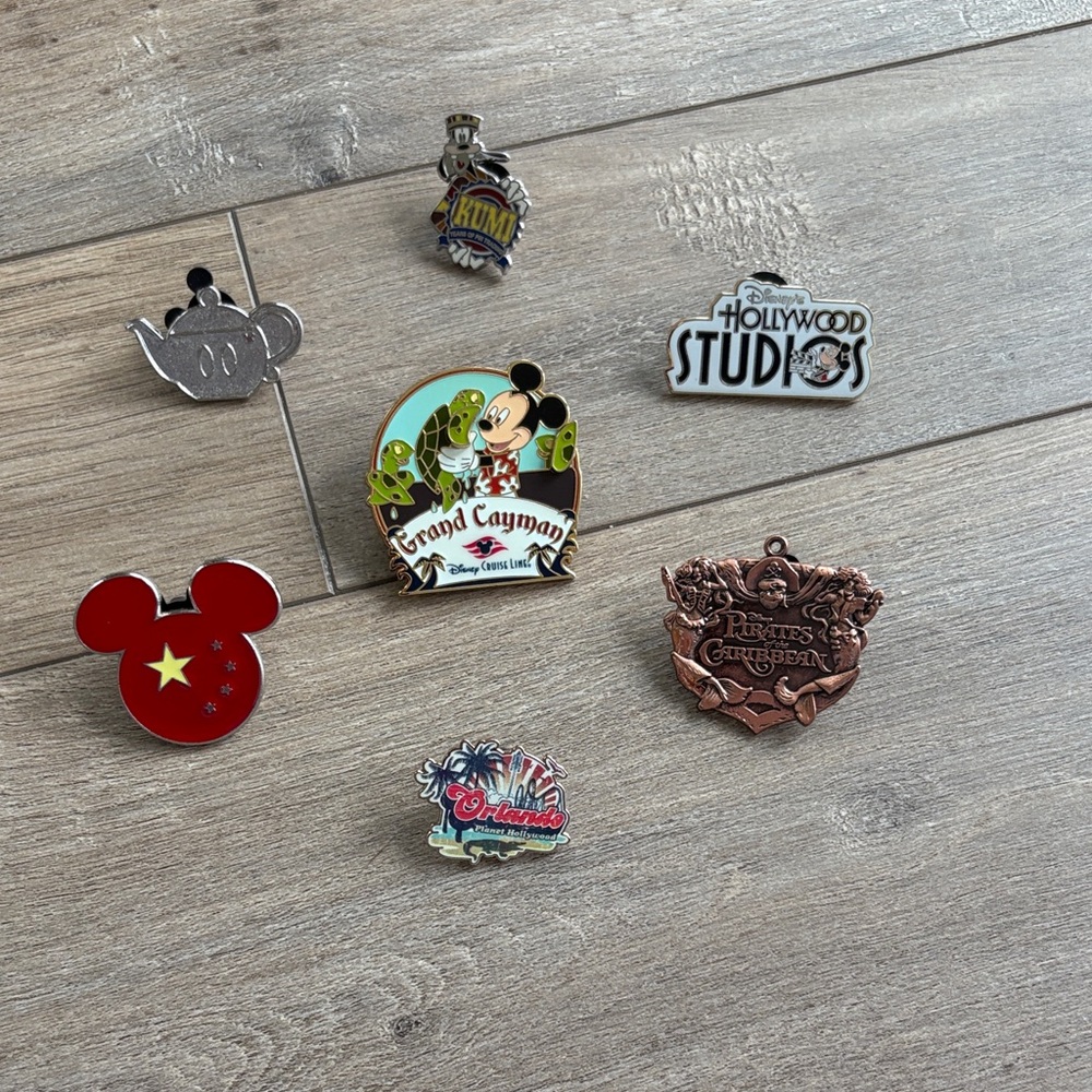 Disney Assorted Pin Collection - Red, Green, Silver